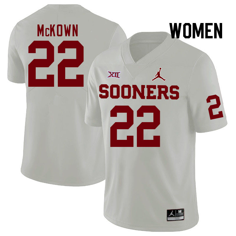 Women #22 Chapman McKown Oklahoma Sooners College Football Jerseys Stitched-White - Click Image to Close